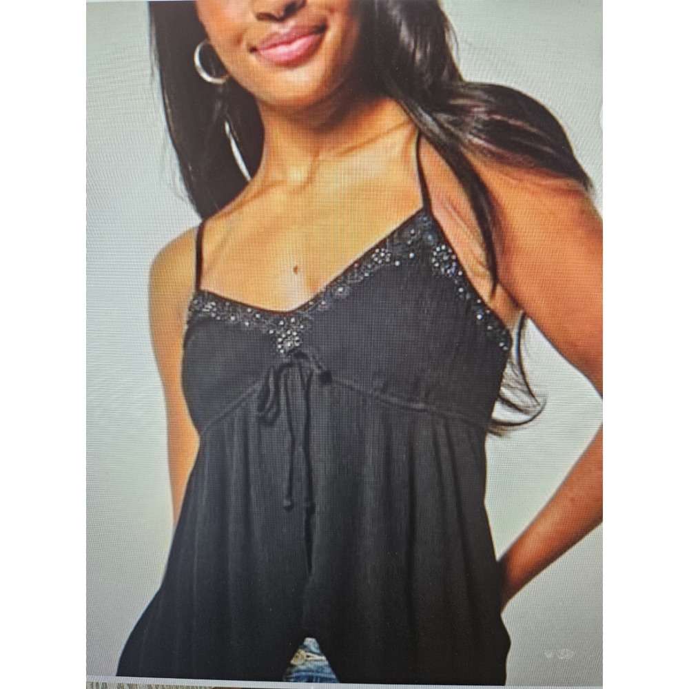 NWT Hollister Embroidered Layered Babydoll Open Front Beaded Sequin Camisole 2X